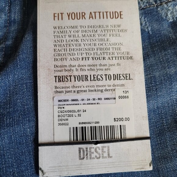 Diesel Bootzee Regular Slim Bootcut jeans wash 0602L size 24 - Picture 13 of 16